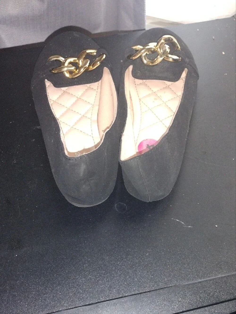 Black Kids Chain-Accent Ballet Flats